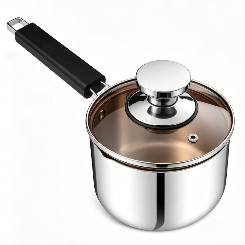 Joyfair Edelstahl-Saucentopf mit Deckel, 18 cm, 3 Liter, Schwarz