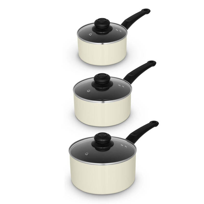 Townhouse 3 Piece Saucepan Set， Cream