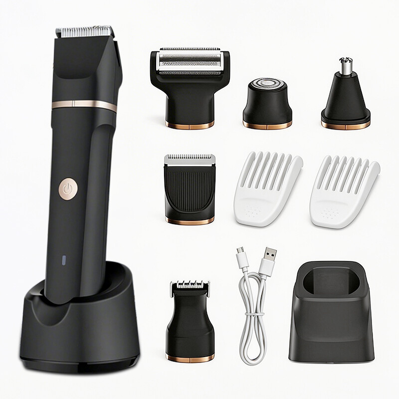 3-in-1 Grooming Kit – Rechargeable Shaver, Nose Hair Trimmer & Body Hair Groomer, IPX