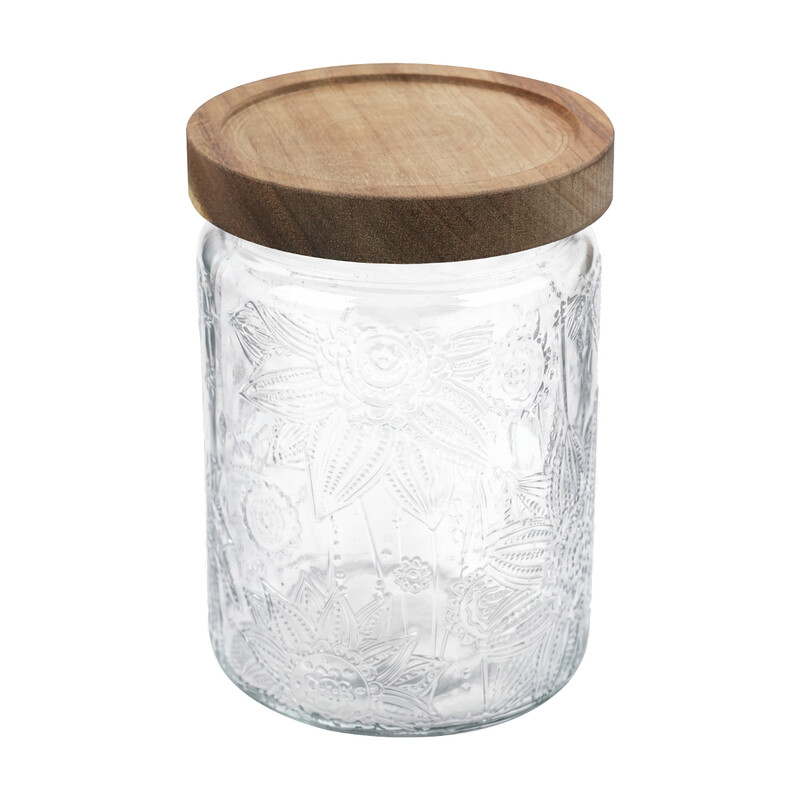 700ml Sunflower Design Glass Storage Jar with Airtight Lid, Clear Glass Canister for Kitchen Pantry, Decorative Cookie Jar