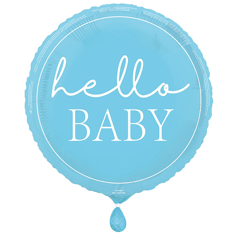 Unique Hello Baby Foil Balloon, Blue, 45cm