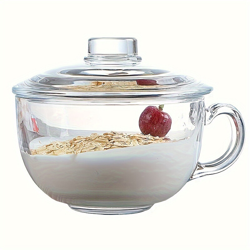 YumiPLUS glazen beker met deksel en handgreep, 1 set
