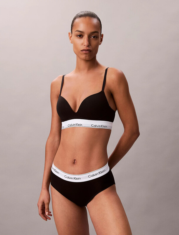Calvin Klein Icon Cotton Modal Push-Up Plunge Bra - Black