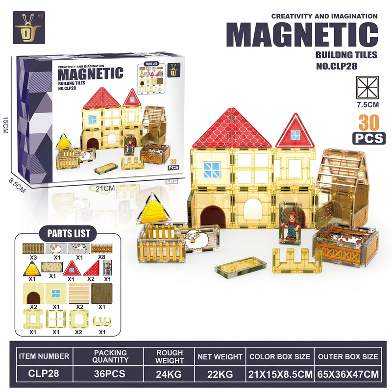 XINQIYUAN Qiyuan Lernspielzeug Magnetbausteine-Set Wald- und Bauernhoftiere 7,5 cm, 30 Stück [Zufällige Mischung – Farben nur aus dem Hauptbild]
