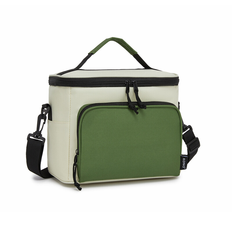 KONO geïsoleerde lunchtas 9 L met lekvrije PEVA-voering, draagbare zachte koeltas voor werk picknick reizen, waterbestendige Oxford-stof met verstelbare riem