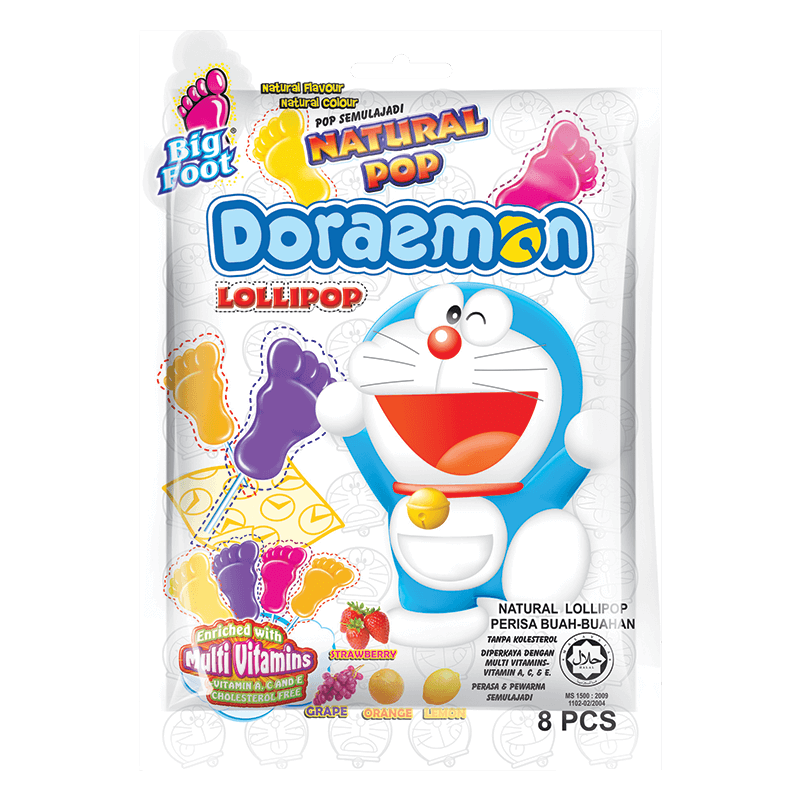 Big Foot Doraemon Natural Lollipop 80g