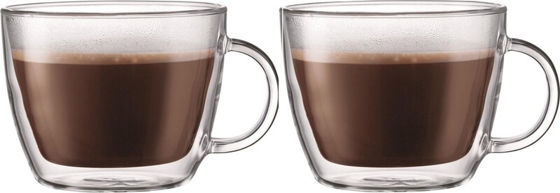 Bodum BISTRO dubbelwandige thermo glas café latte kopjes set - 450 ml, verpakking van 2