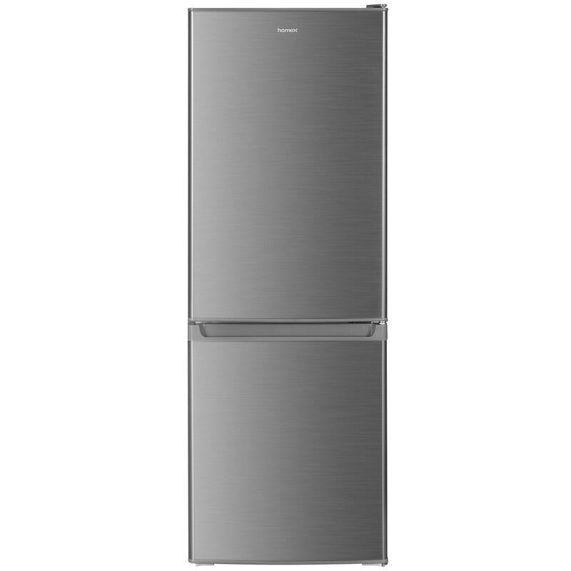 homeX Kühlschrank mit Gefrierfach, freistehende Kühl-Gefrierkombination, 173 L Nutzinhalt, Höhe 142,5 cm, leise 40 dB, große Kühl-Gefrierkombination Silber, CFS1110-S [Energieklasse C]