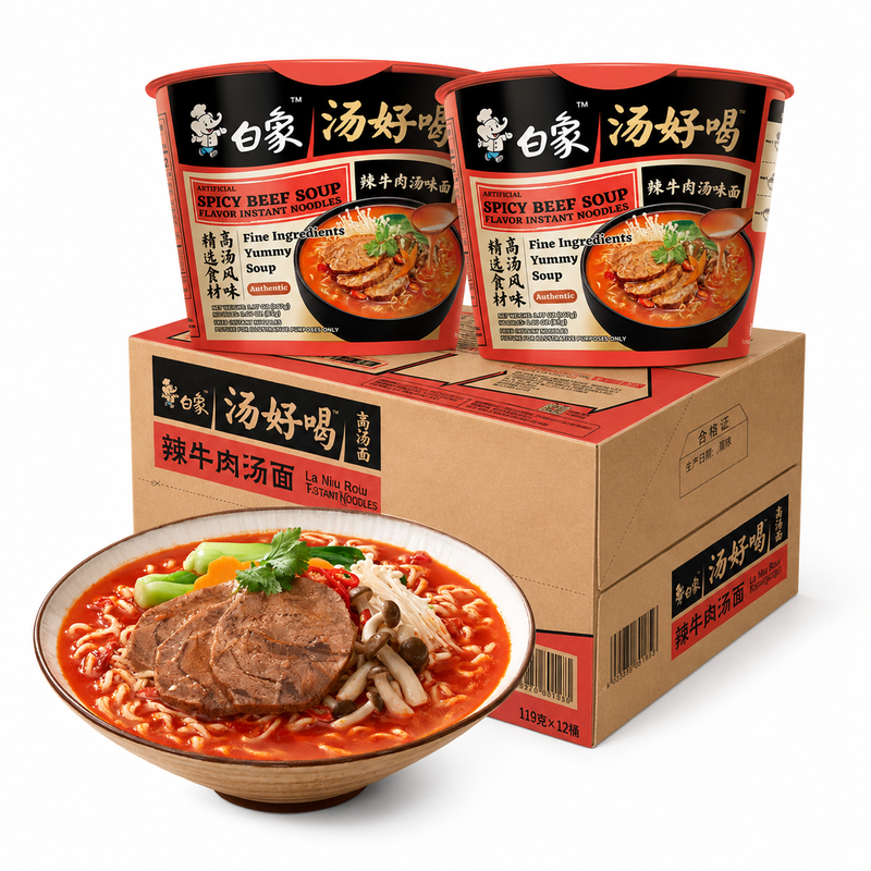 BaiXiang Lecker Scharfes Rindfleisch-Nudelsuppe 12*102g (ganzer Karton)