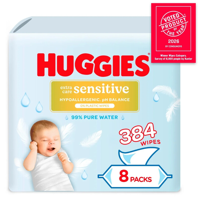 Huggies Unisex Infant Pure Extra Sensitive Baby Wipes 8 X 48 Pack - 384 Wipes