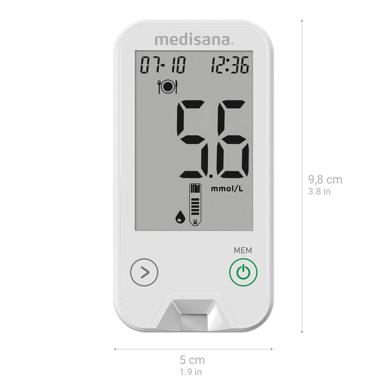 Medisana Meditouch 2 Blutzucker-Messgerät – Iso 15197:2015 Konform, 5-Sekunden-Messung, 480 Speicherplätze, Usb-Datenübertragung, Inklusive Starter-Set