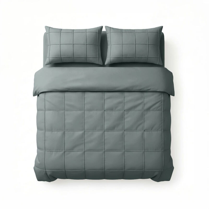Sleeptime Dekbedovertrekset Geruit Pintuck 140 x 200/220 + 1 Kussensloop 60 x 70 cm - Microvezel - Groen