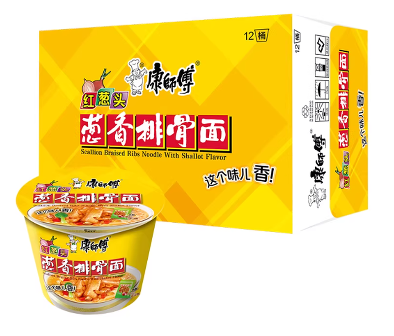 Master Kong Classic Bucket Noodles - Scallion & Pork Flavor 109g x 12 (Full Case)