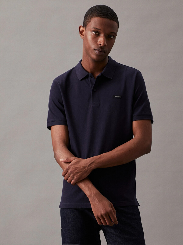 Calvin Klein rekbare piqué slim-fit poloshirt Night sky voor heren, maat S