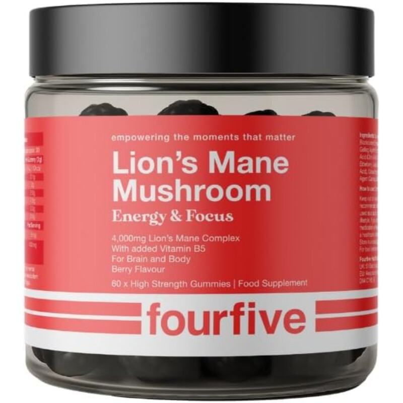 Fourfive Lion's Mane 4000Mg Focus & Energy Gummies Berry Flavour - 60 Gummies