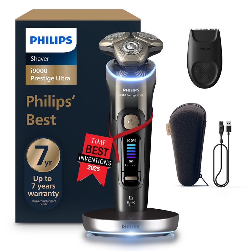 Philips Shaver I9000 Series Prestige Ultra Wet & Dry Electric Shaver, Triple Action Lift & Cut, 60Min Run-Time, Skiniq Pro Technology, 5 Shaving Modes, Xp9405/11