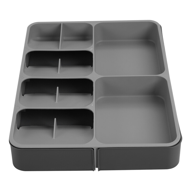 LIVINGANDHOME Erweiterbarer 12-Fächer Besteckkasten Schubladen-Organizer, Verstellbar & Rutschfest