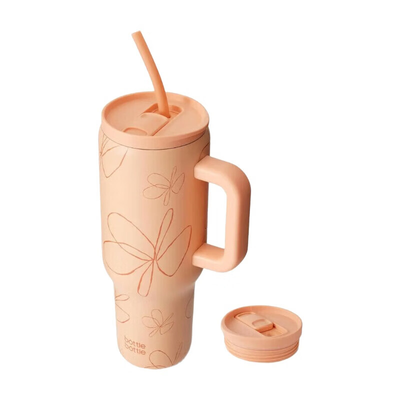 40 oz Tumbler with Handle and Straw，Stainless Steel Vacuum Travel Mug，Car Cup with St