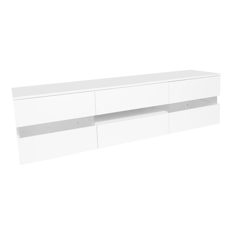 White High Gloss TV Stand with LED Lights 4 Doors 2 Drawers 160cm