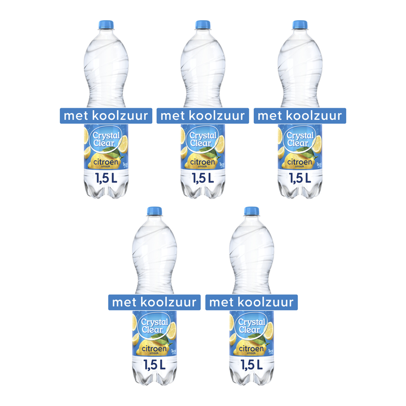 Crystal Clear Bruisend Water met Citroensmaak - 1,5 L x5