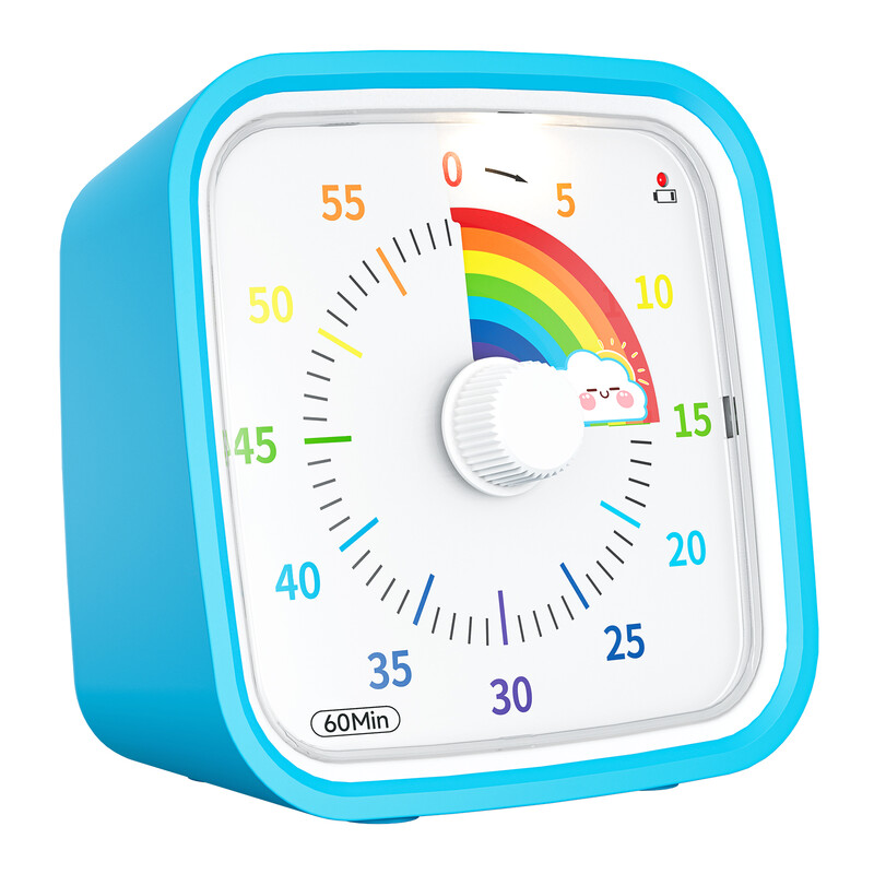 Rainbow Visual Timer with Protective Case, Silent 60-Minute Countdown Timer for Kids