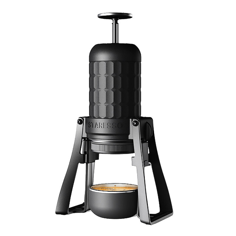 STARESSO Espressomachine, handmatige draagbare koffiezetapparaat, compatibel met gemalen koffie, met drukfilter, espressomaker voor thuis, reizen, kamperen en kantoor, niet-elektrisch