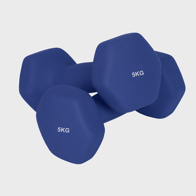 SONGMICSHOME Set of 2 Neoprene Hex Dumbbells, 2 x 5 kg, with Dumbbells Bars, Home Tra