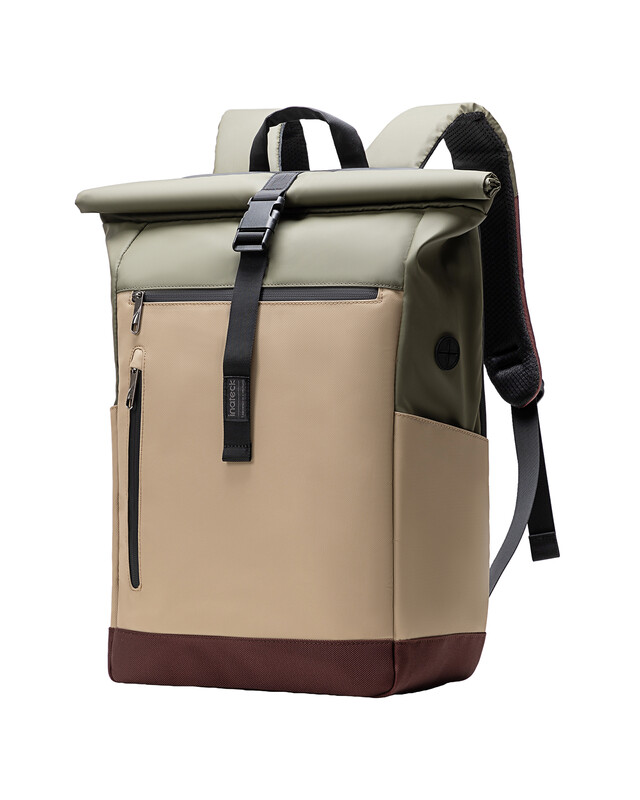 Inateck RollTop Rucksack Herren Damen 25 L - 30 L Fahrradrucksack Laptoprucksack Schulrucksack für Universität Fahrrad Freizeit Job Sport Reisen Radfahren Stilvoller Tagesrucksack mit 17 Zoll Laptopfach, BP01003 Khaki