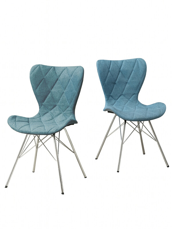 Interiors by Premier Dining Chair Stockholm Quilted Blue/Chrome 2pcs