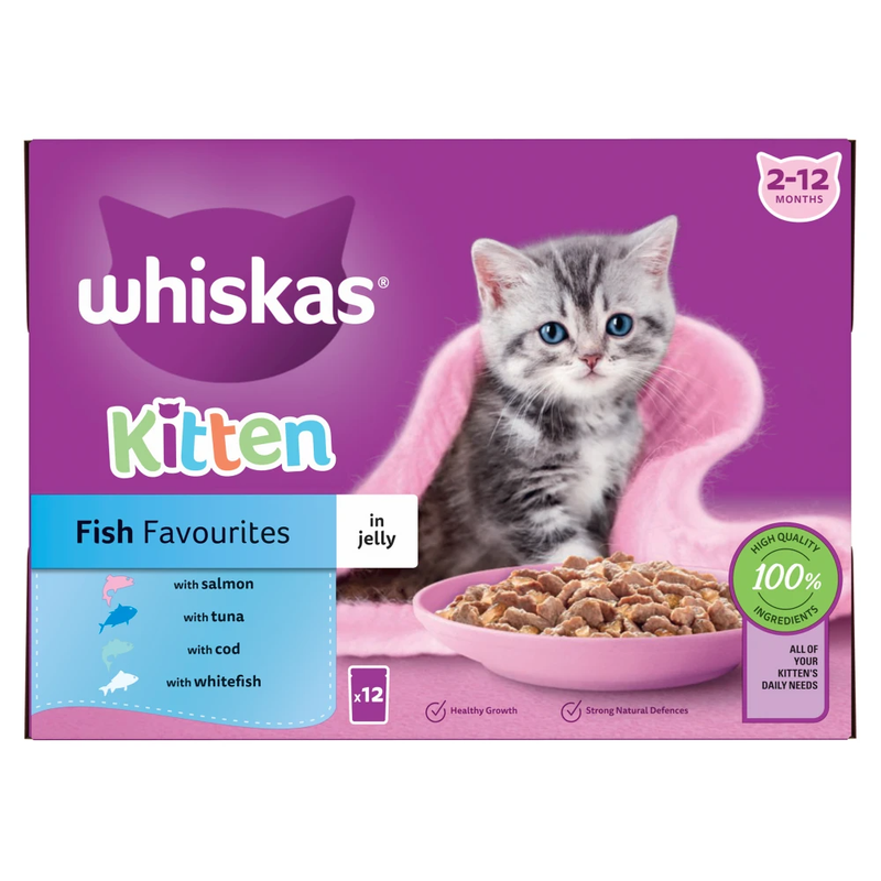 Kitten Fish Favourites Wet Cat Food Pouches in Jelly 12 x 85g