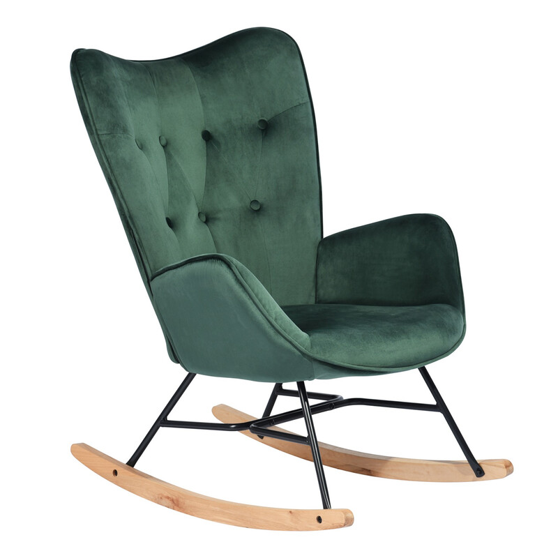 Modern Velvet Rocker - High Back & Deep Seat, Green