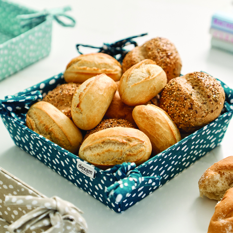 Fabric Bread Basket Sintra Spotted 100% Cotton Ink Blue