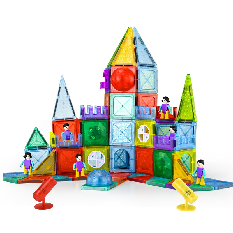 3D Transparent Magnetic Tiles Set, 126-Piece Light-Up Marble Run STEM Educational Bui