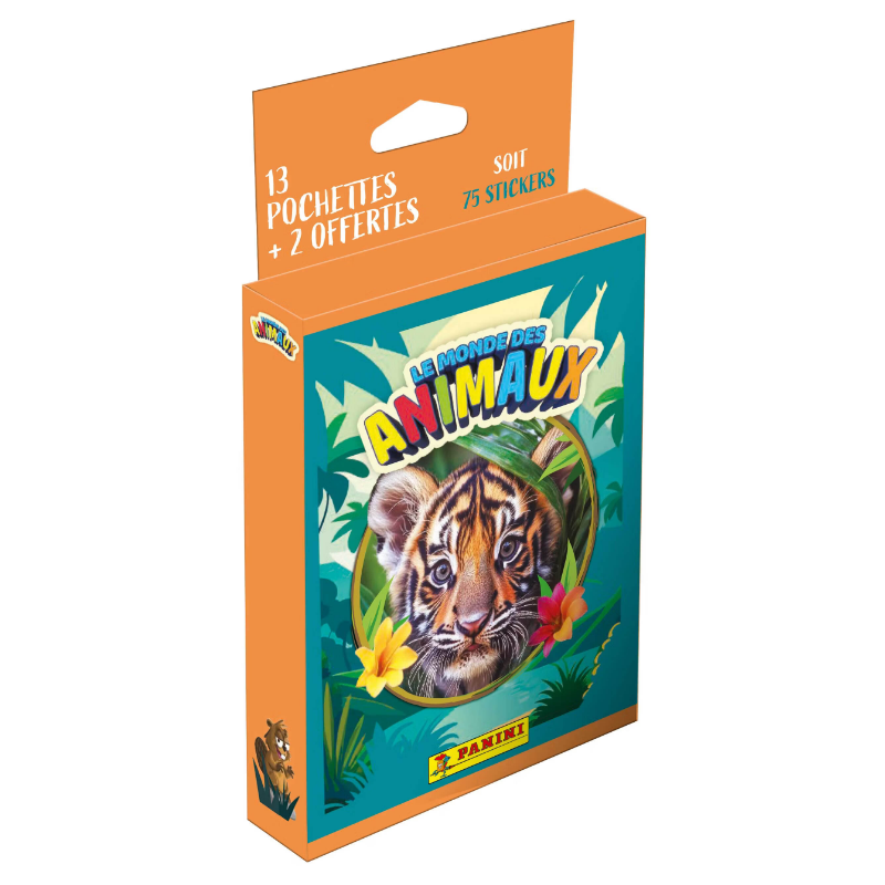 Cartes à collectionner Panini Le Monde des Animaux Blister 13 pochettes et 2 offertes