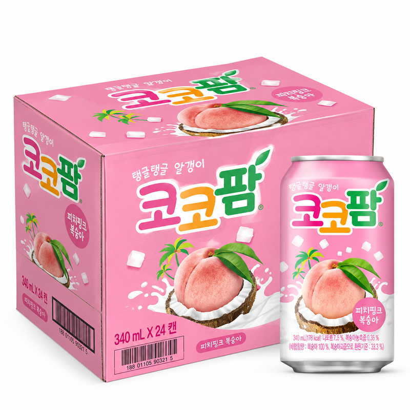 Haitai Beverage Coco Palm Soda Perzik Roze 340 ml x 24