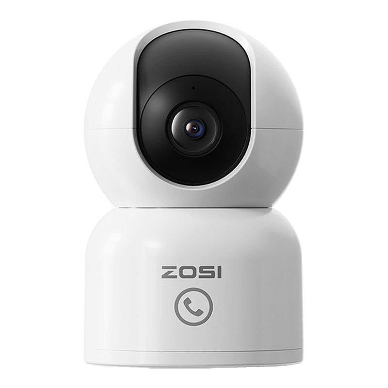 ZOSI C518 2 MP beveiligingscamera voor binnen - 360° Pan/Tilt babyfoon en hondencamera, dual-band 2,4 G/5 G wifi huisdiercamera met app, slimme persoonsdetectie, tweerichtingsaudio, cloud- en lokale opslag, 1 stuk