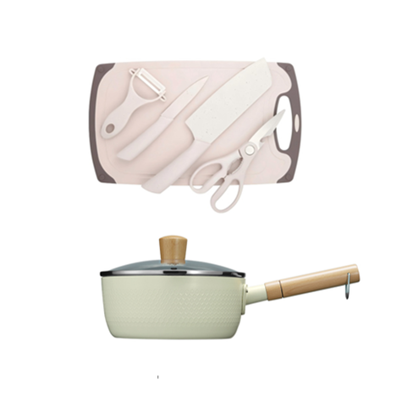 [Kookstarterset] COOKER KING Antiaanbak Yukihira steelpan, melkpan, kleine kookpan - 20 cm - Kookpan met deksel + snijplank en messenset