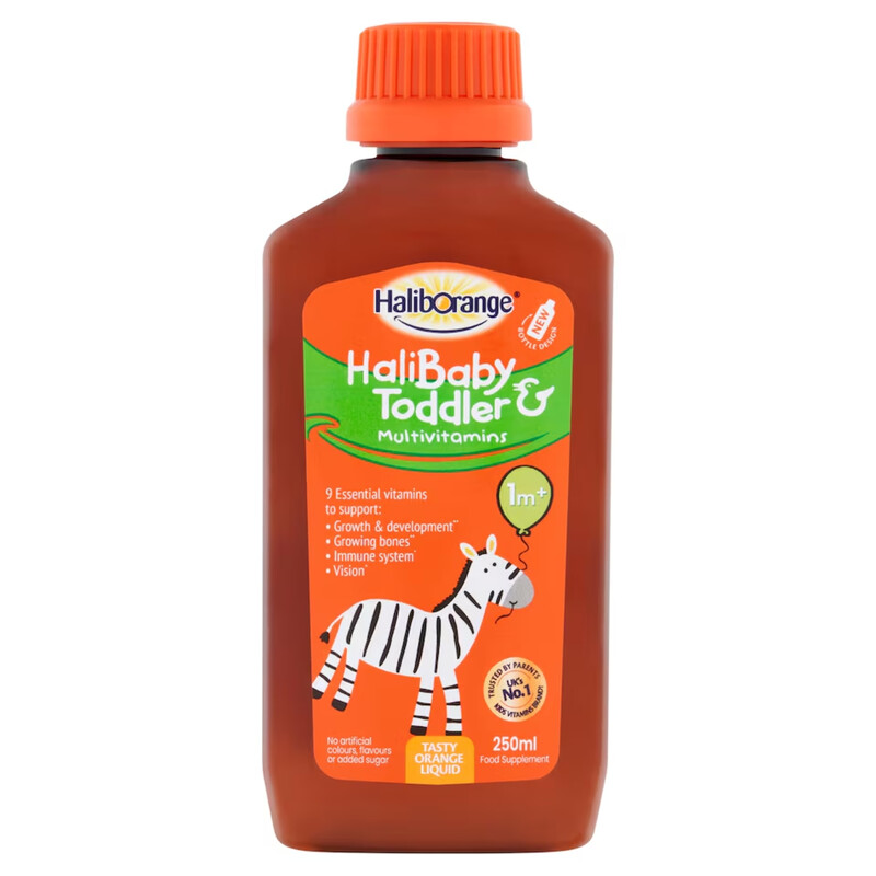 Haliborange Infant Multivitamin Liquid for Daily Wellness Support in a Tasty Orange Flavour, 250ml Bottle