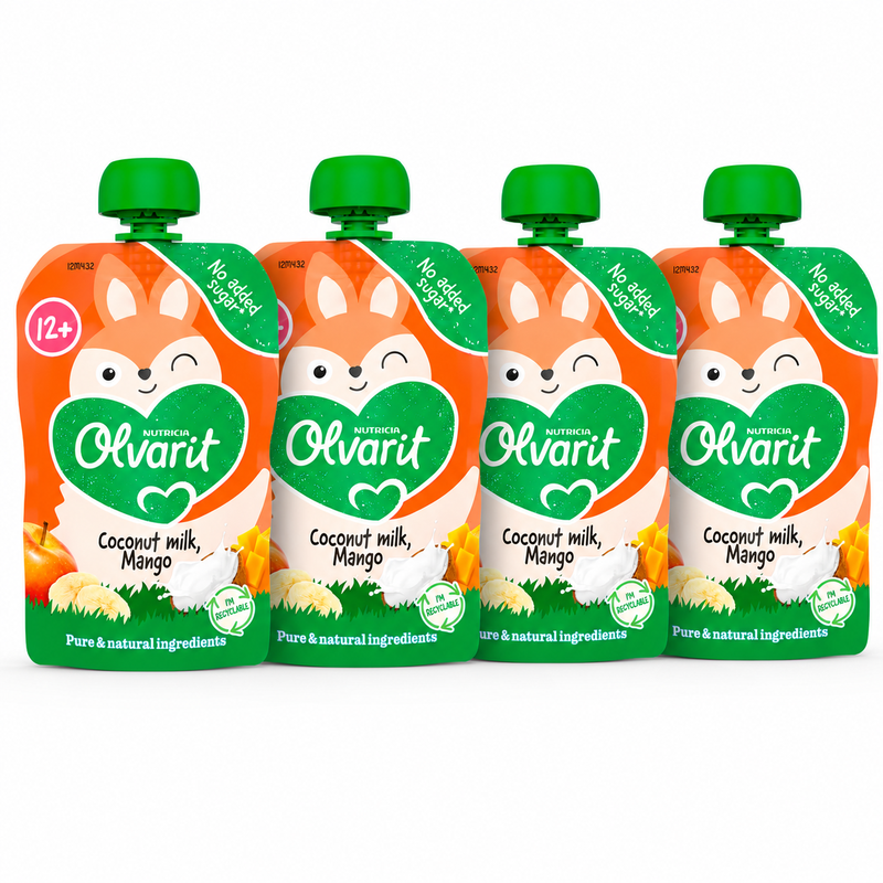 Olvarit Knijpfles Fruit Kokosmelk & Mango 100 g * 4