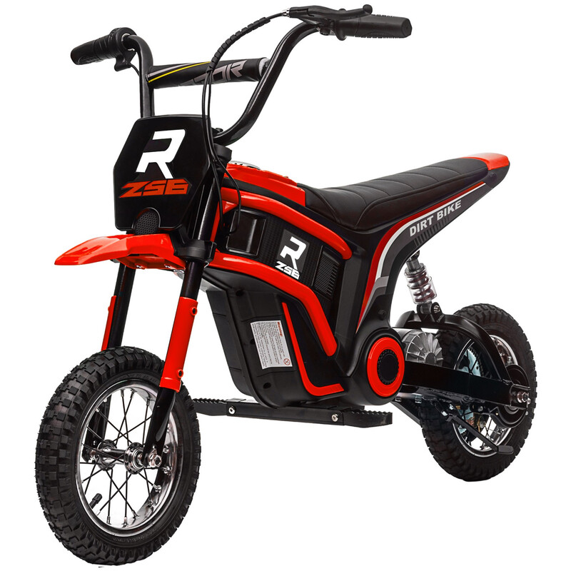 370-304V70RD HOMCOM 24V Kids Electric Motorbike with Twist Grip Throttle, Music, Horn