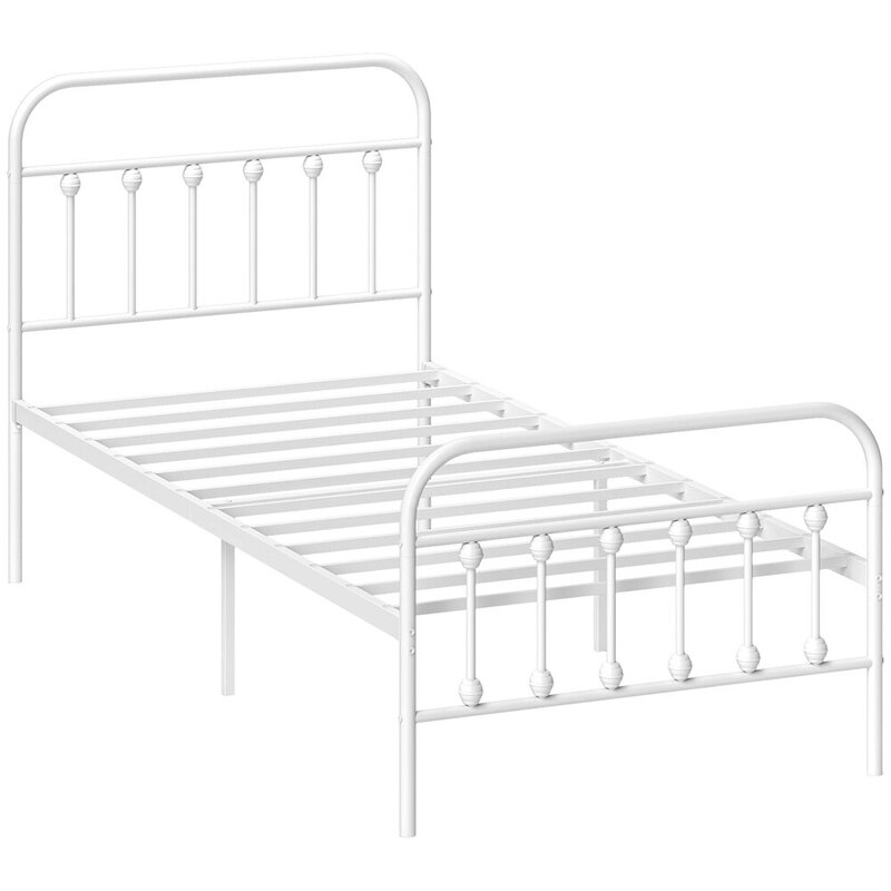Homcom Bed Frame Metal White Single