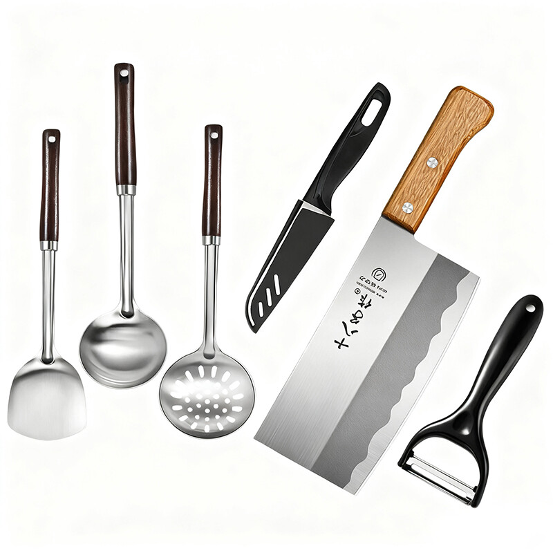 SHIBAZIZUO Knife Set Cooking Combination Set + Pot Shovel Soup Colander Set