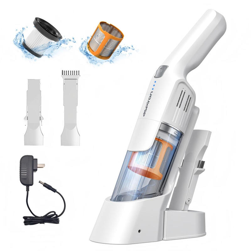 Aspiron AS-CA038 Draadloze handstofzuiger 24 kPa, 2 standen, 500 ml stofreservoir, HEPA-filter, laadstation, 2-in-1 mondstukken voor auto, bank en dierenharen