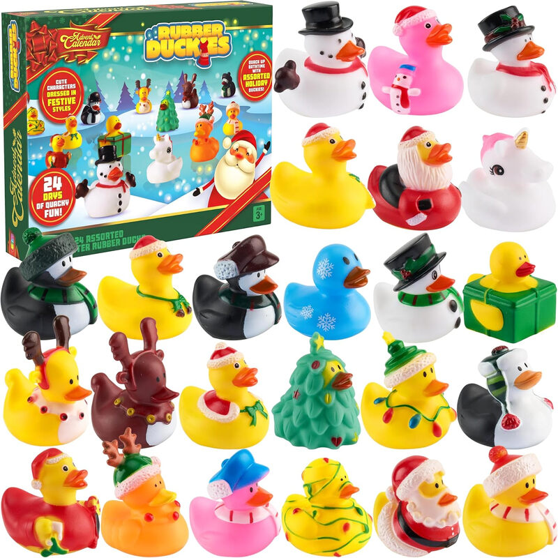 JOYIN Christmas Advent Calendar with 24 Rubber Ducks for Kids, 24 Days Countdown Holiday Bath Toy Gift Set for Boys & Girls