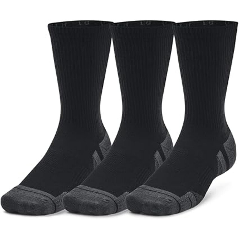 Performance Tech Unisex 3-Pack Crew Socks Black L