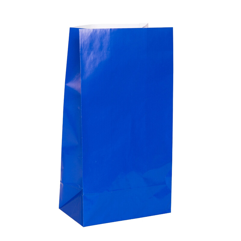 Unique Paper Party Bags, Royal Blue, 12 pack