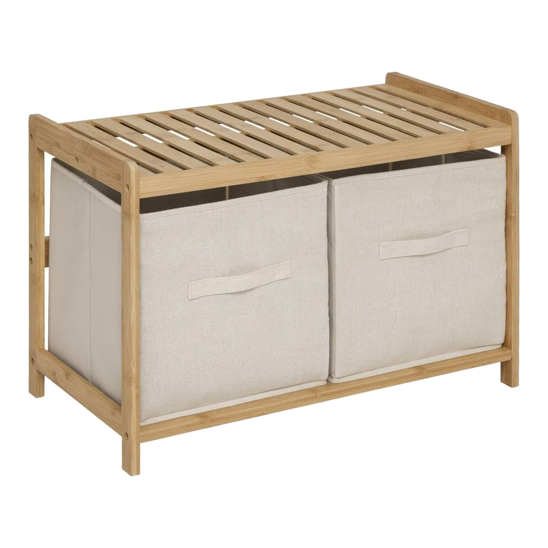 5five Aufbewahrungsbank aus Bambus - 2 Fächer, 66,8 x 44 x 35 cm