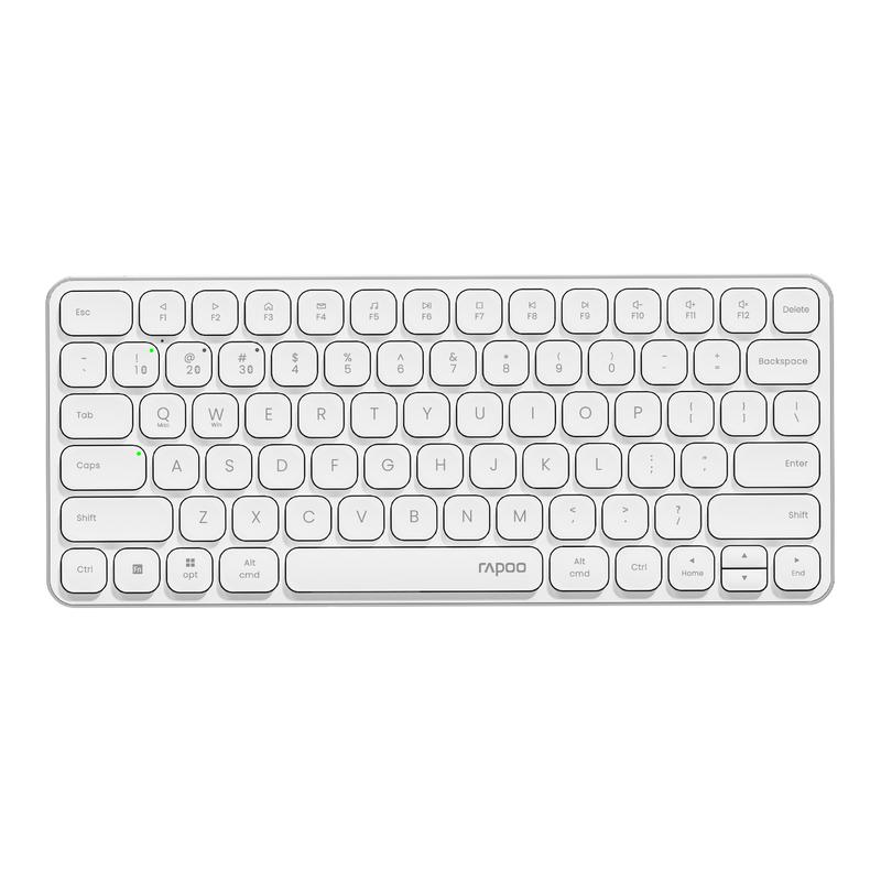 Rapoo E9050L 75% Wireless Membrane Keyboard, QWERTY US layout, Multi-Mode, Ultra-Slim,78 Key Multi-Device Wireless Keyboard, 2.4GHz/Bluetooth 5.0/4.0 Wireless Keyboard for Windows/Mac/Linux/Chrome, Support 4 Devices, compact and fashionable, suitable for high-End office users - White