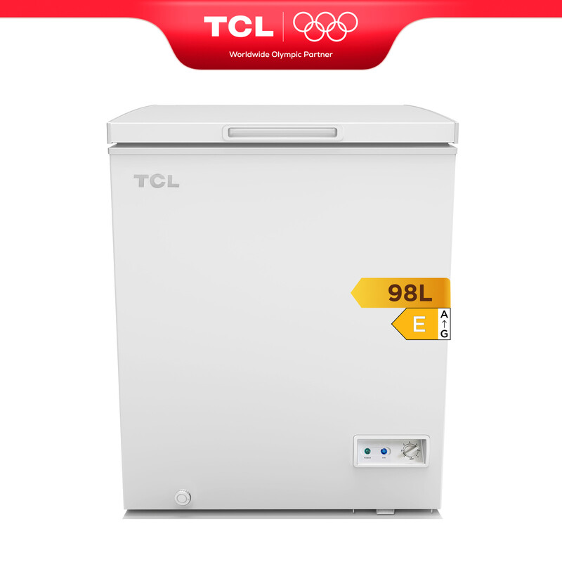 TCL CF126EWE0 Gefriertruhe 98 L Aufbewahrungskorb, ausbalancierter Deckel, für vielseitige Einsatzmöglichkeiten, Temperaturregler