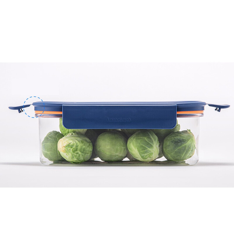 LocknLock Bisfree Modular Plus Tritan Rechteckiges Frischhaltedosen-Set (2er-Pack), 2,1 L Gesamt, Transparenter Behälter/blaue Deckel, Tritan-Material/Silikon-Dichtung/4-seitiges Verschlusssystem/luftdicht & auslaufsicher/BPA-frei/Hitzebeständig bis 110 °